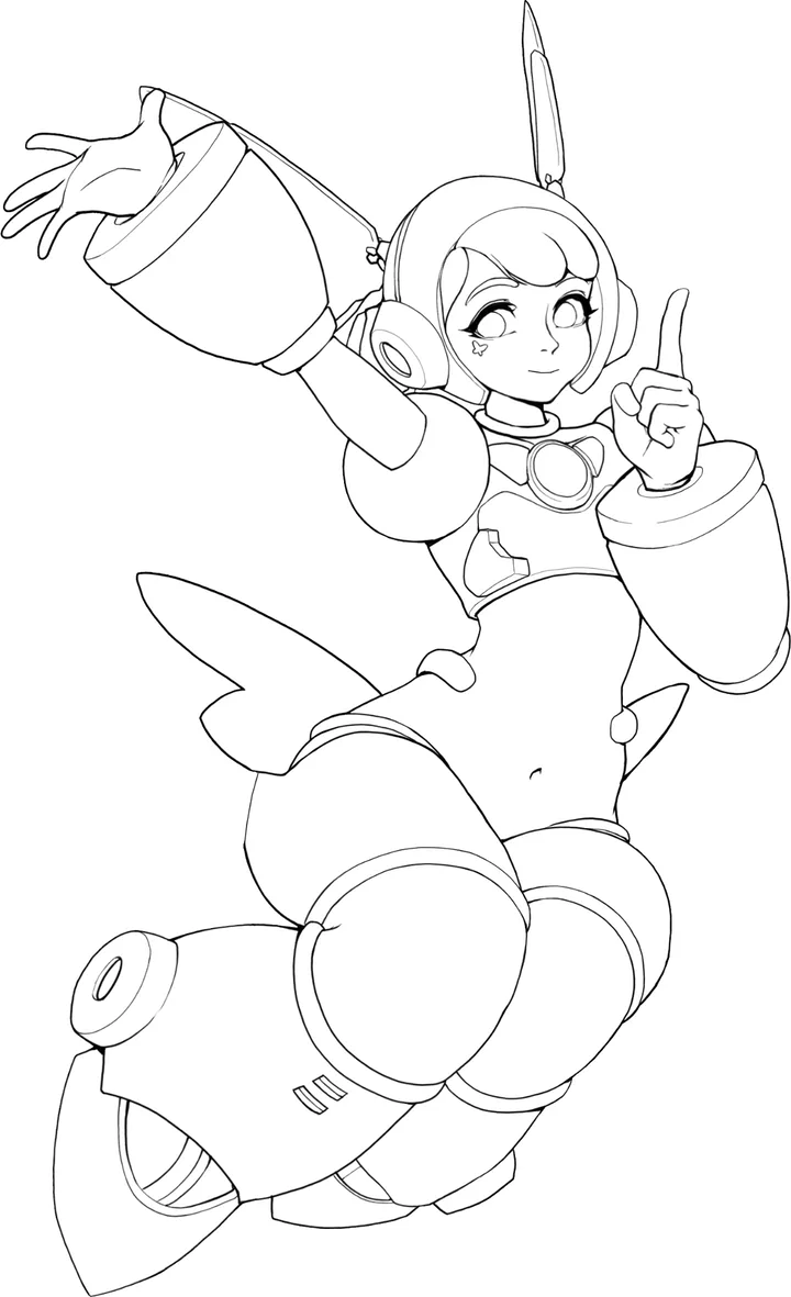 Inked comic line art on its own layer, ready to flat